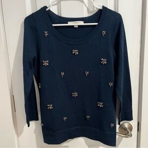 J.Crew Navy Embellished Sweater